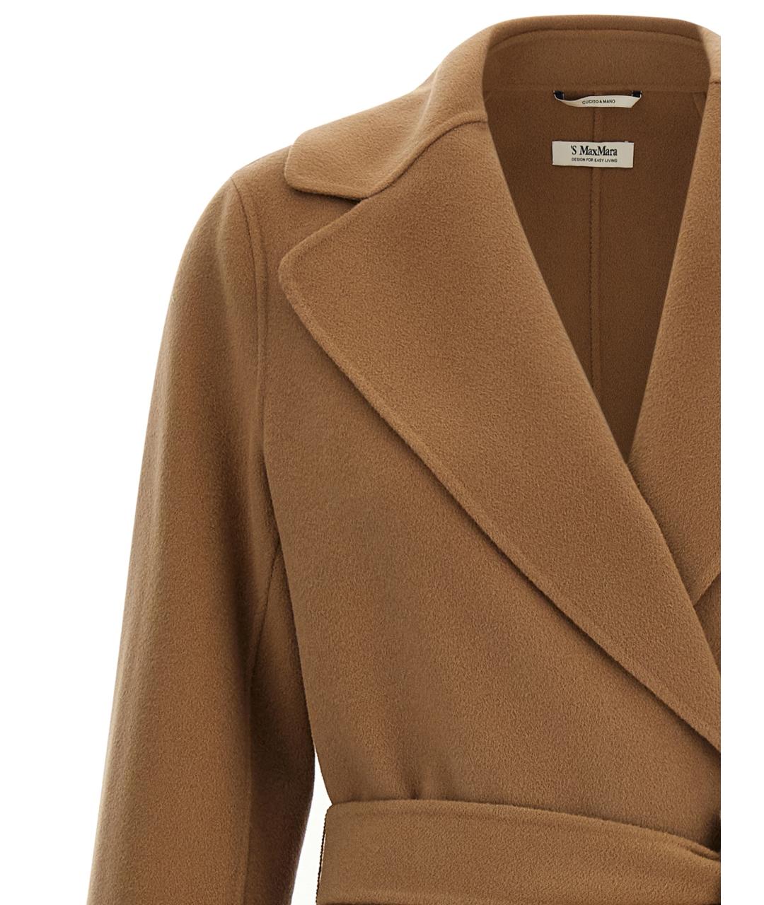 'S MAX MARA Коричневое шерстяное пальто, фото 3
