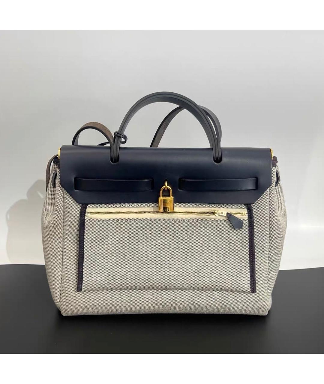 HERMES Синяя кожаная сумка тоут, фото 3