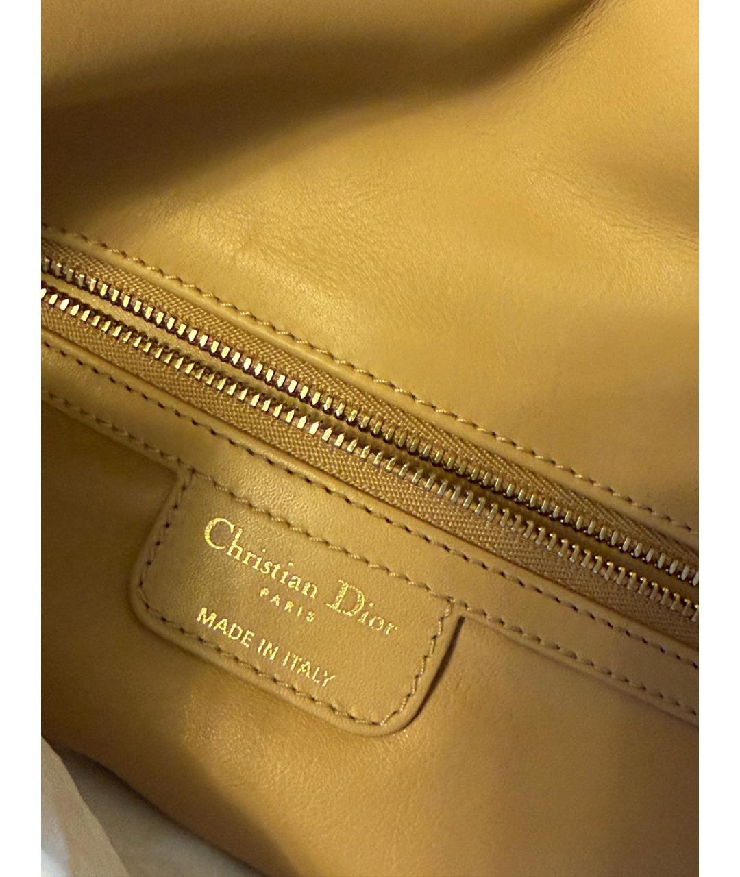 CHRISTIAN DIOR Бежевая кожаная сумка с короткими ручками, фото 3