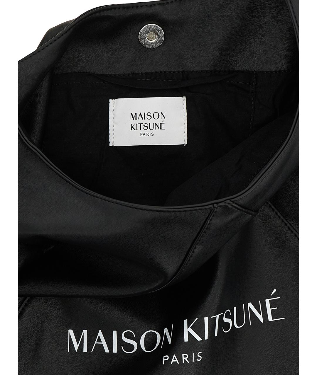 MAISON KITSUNE Черная сумка на плечо из искусственной кожи, фото 4