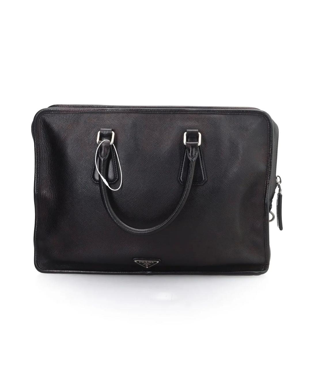 PRADA Черный кожаный портфель, фото 8