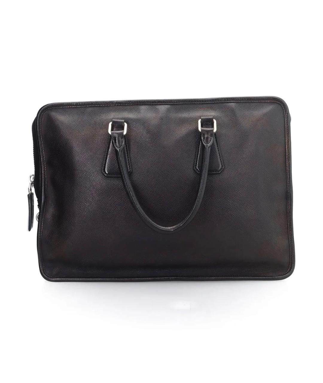 PRADA Черный кожаный портфель, фото 3