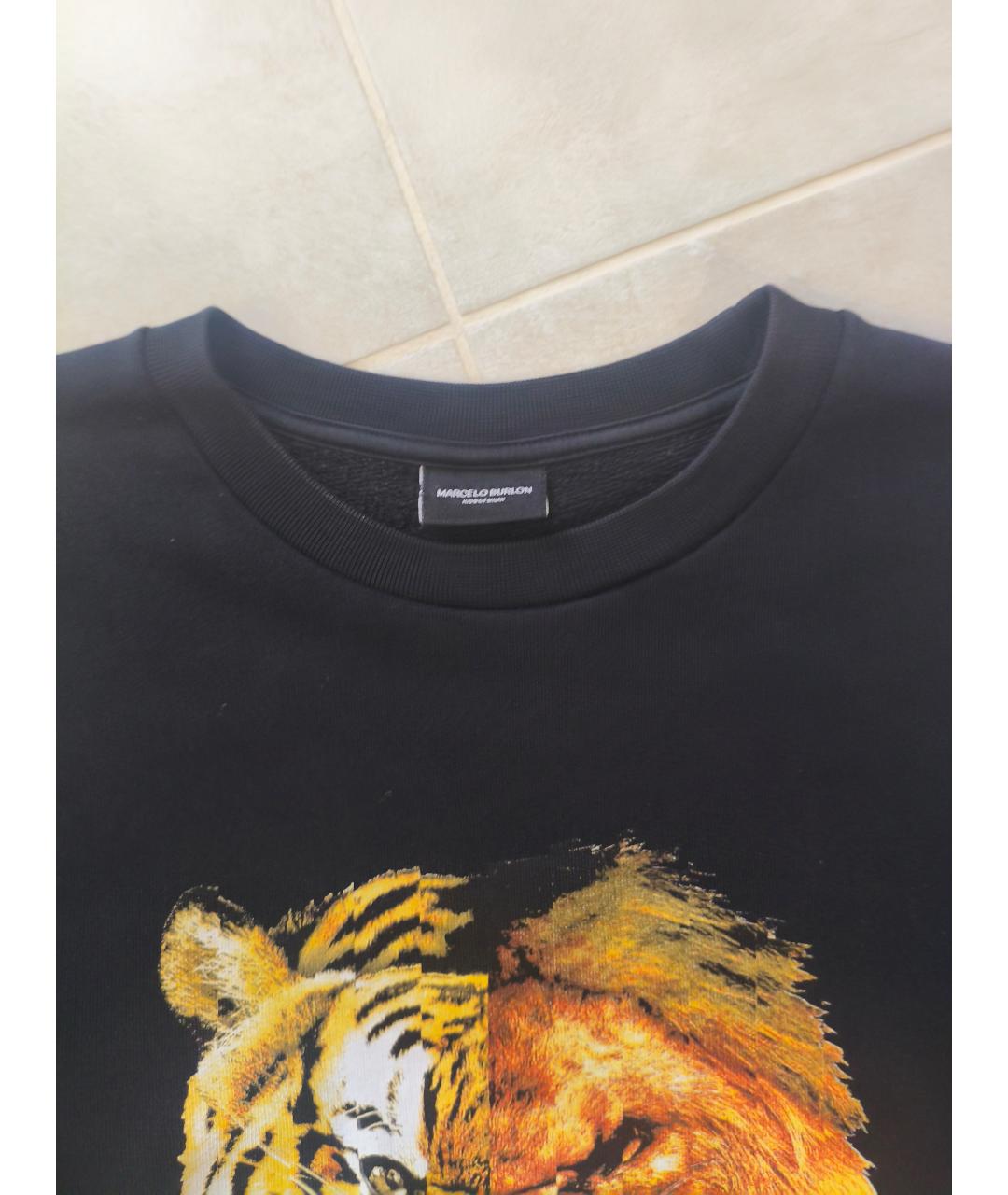MARCELO BURLON Черный хлопковый джемпер / свитер, фото 3