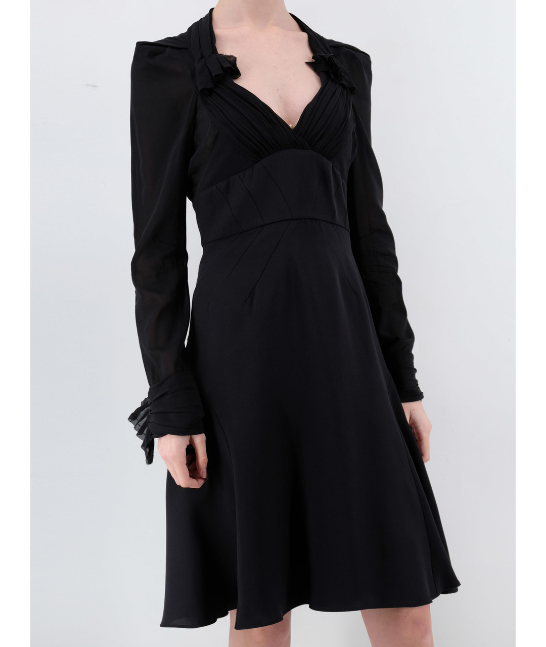 ZAC POSEN Черное шелковое повседневное платье, фото 2