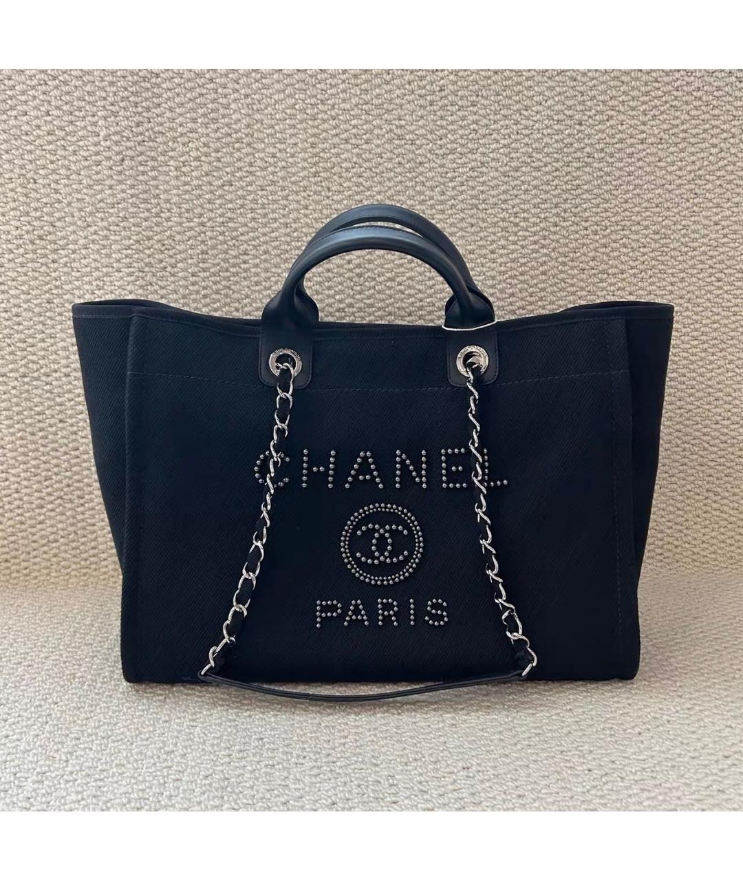 CHANEL Черная тканевая сумка тоут, фото 8