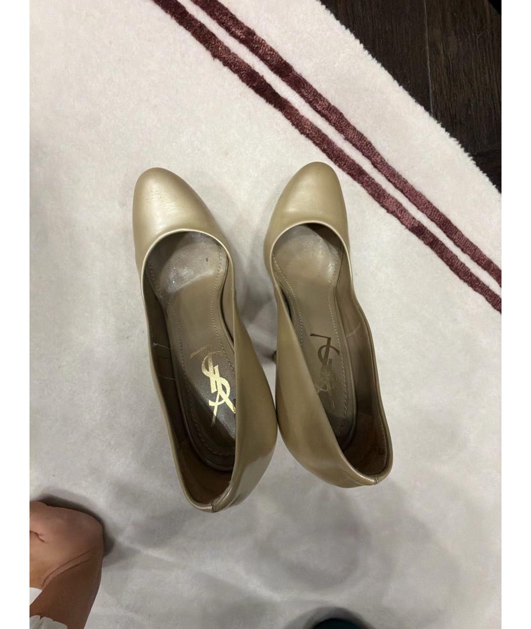 SAINT LAURENT Золотые кожаные туфли, фото 3