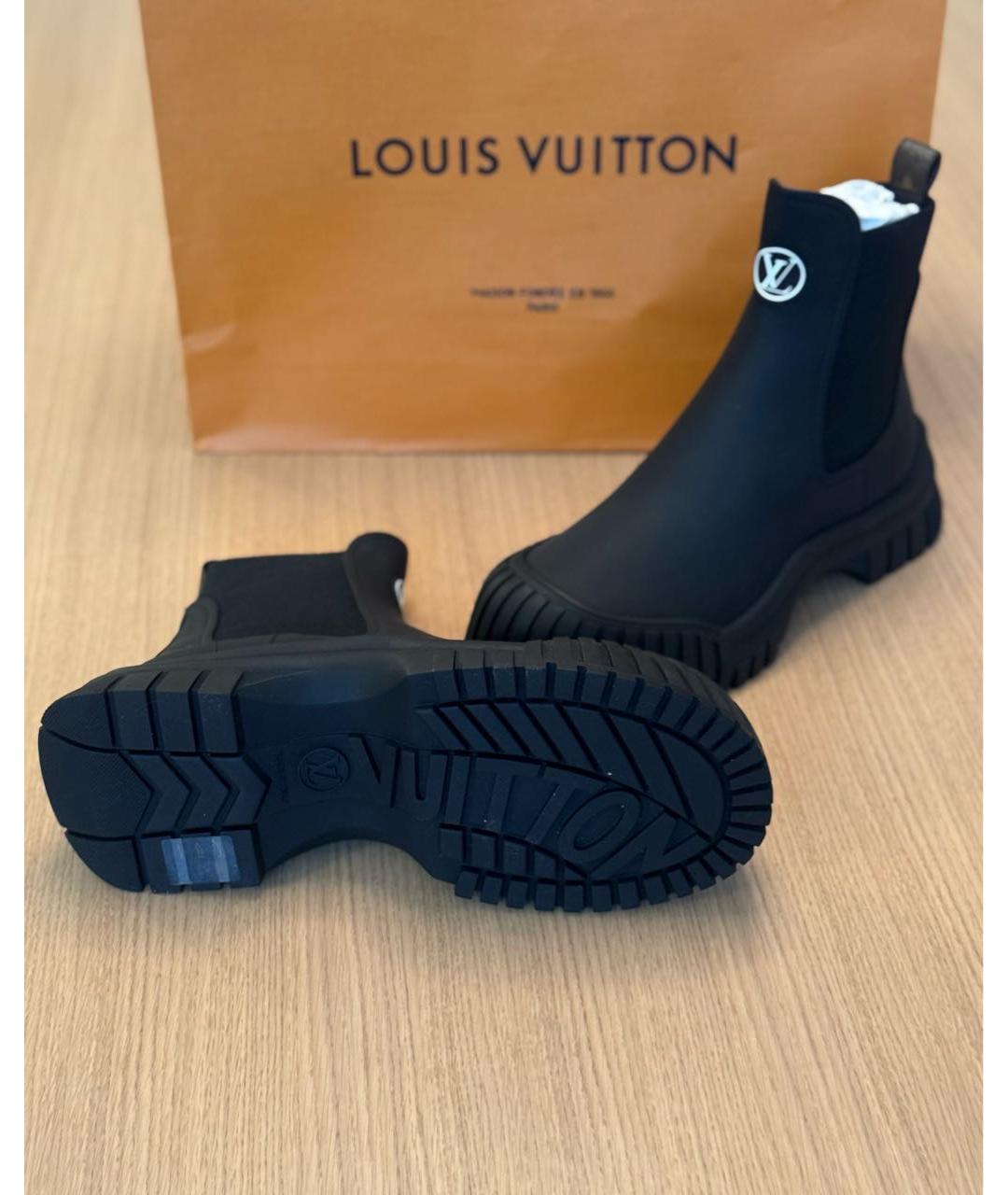 LOUIS VUITTON Черные кожаные ботильоны, фото 4