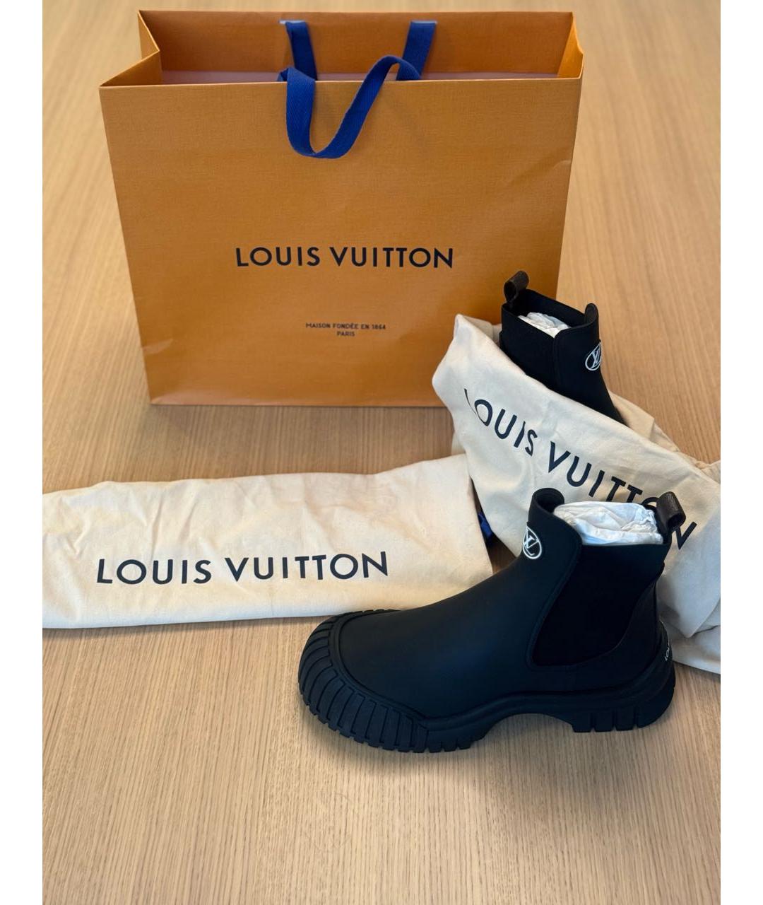 LOUIS VUITTON Черные кожаные ботильоны, фото 8