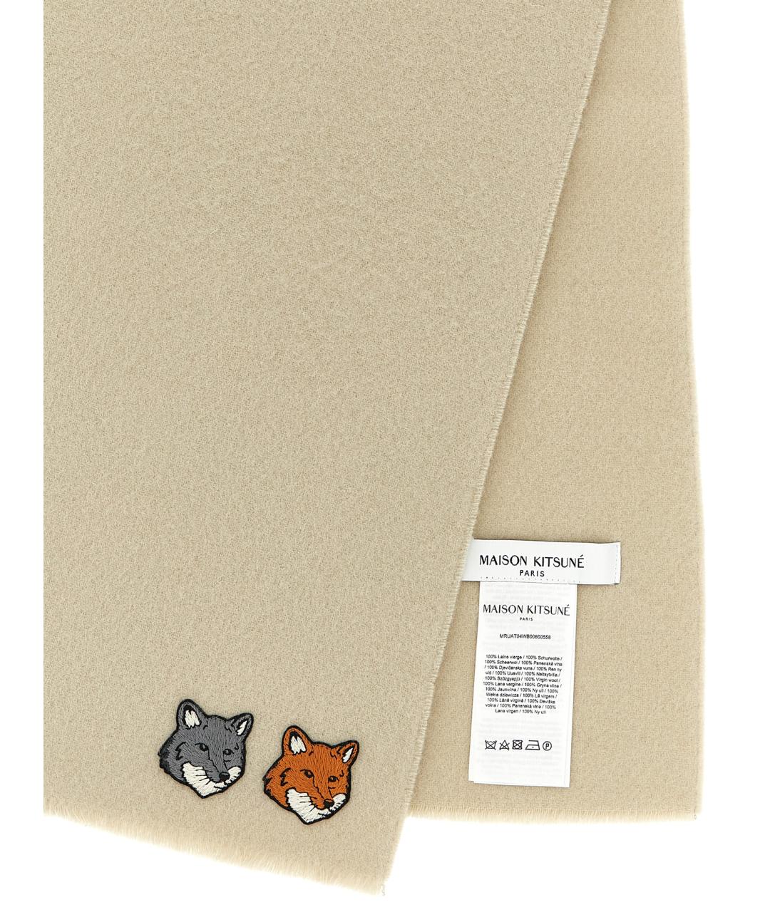 MAISON KITSUNE Белый шерстяной шарф, фото 3