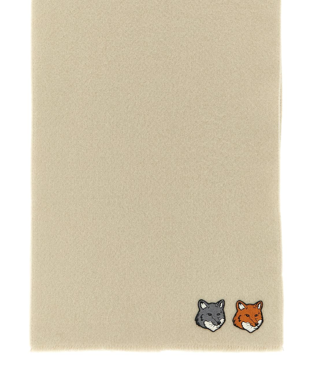 MAISON KITSUNE Белый шерстяной шарф, фото 2