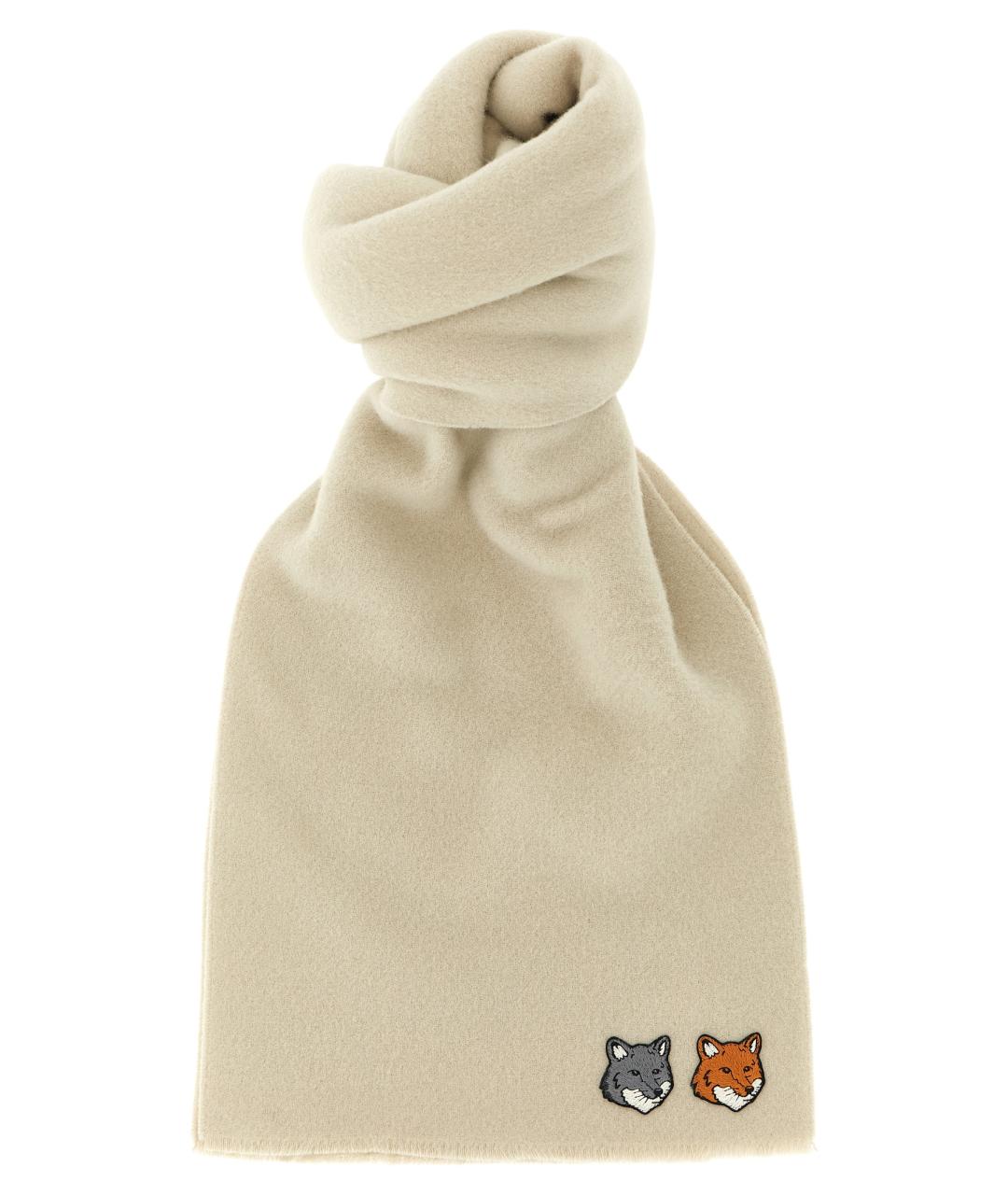 MAISON KITSUNE Белый шерстяной шарф, фото 1