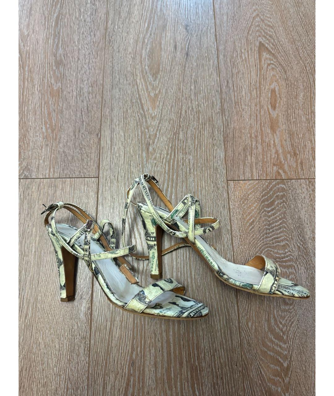 MAISON MARGIELA Зеленые кожаные босоножки, фото 4
