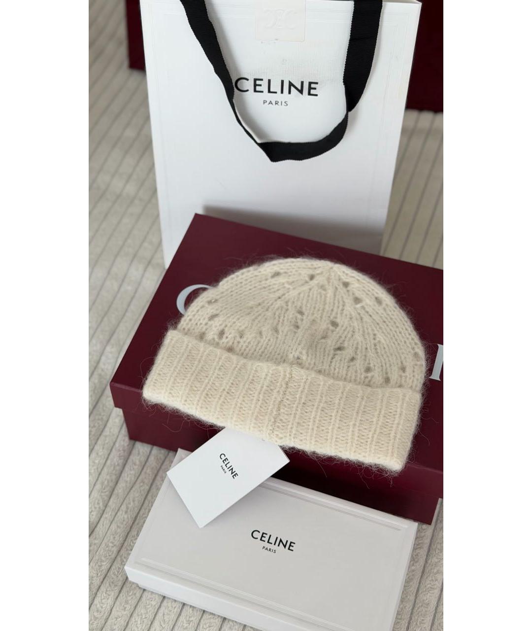 CELINE Белая шерстяная шапка, фото 6
