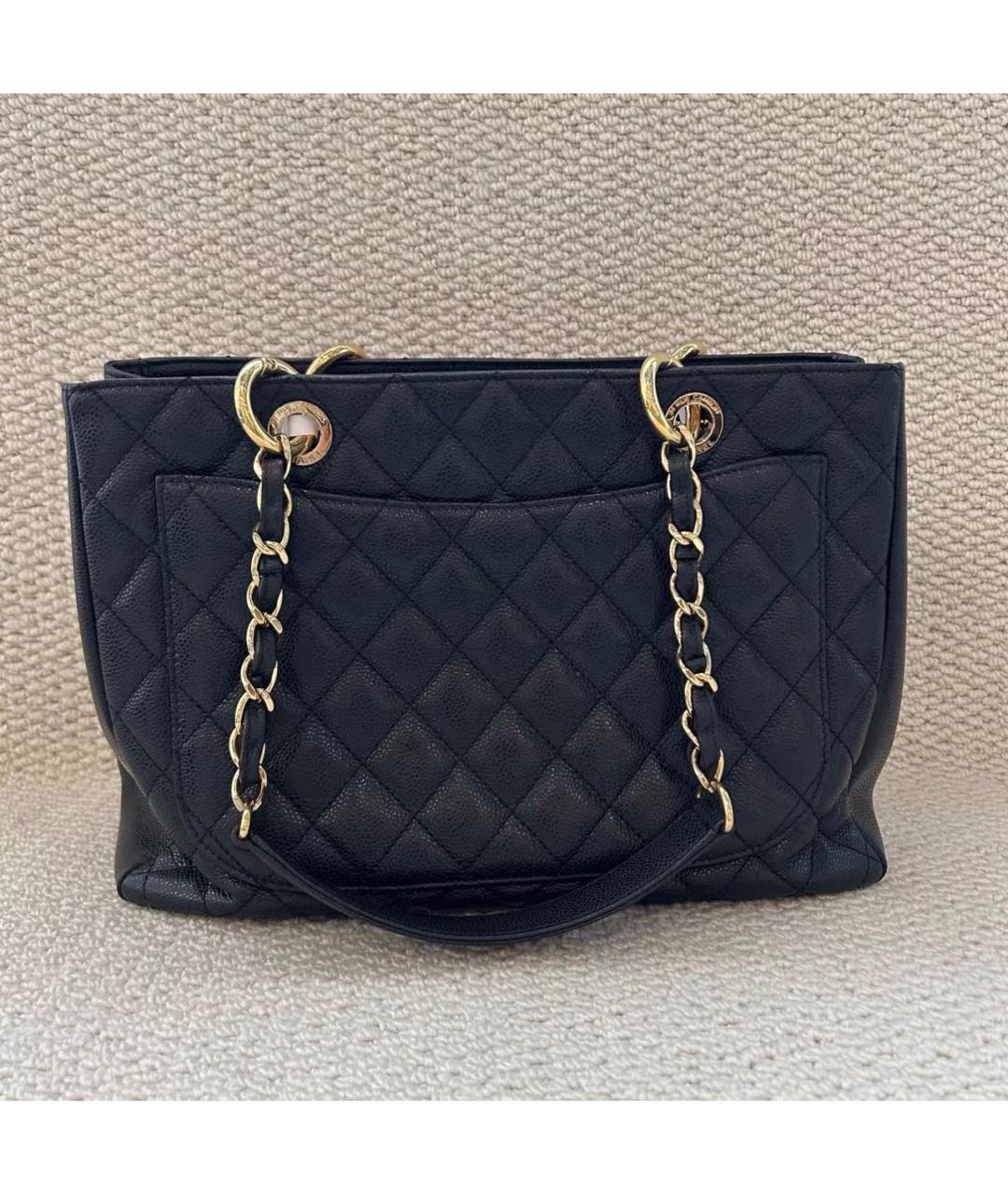 CHANEL Черная кожаная сумка тоут, фото 3