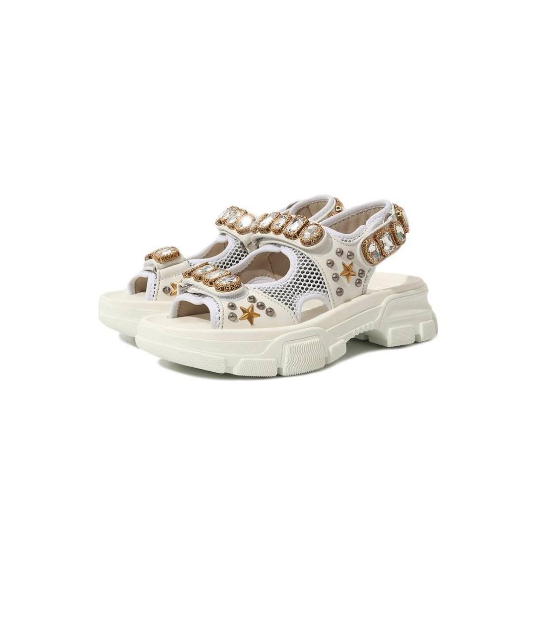 GUCCI Белые кожаные сандалии, фото 2