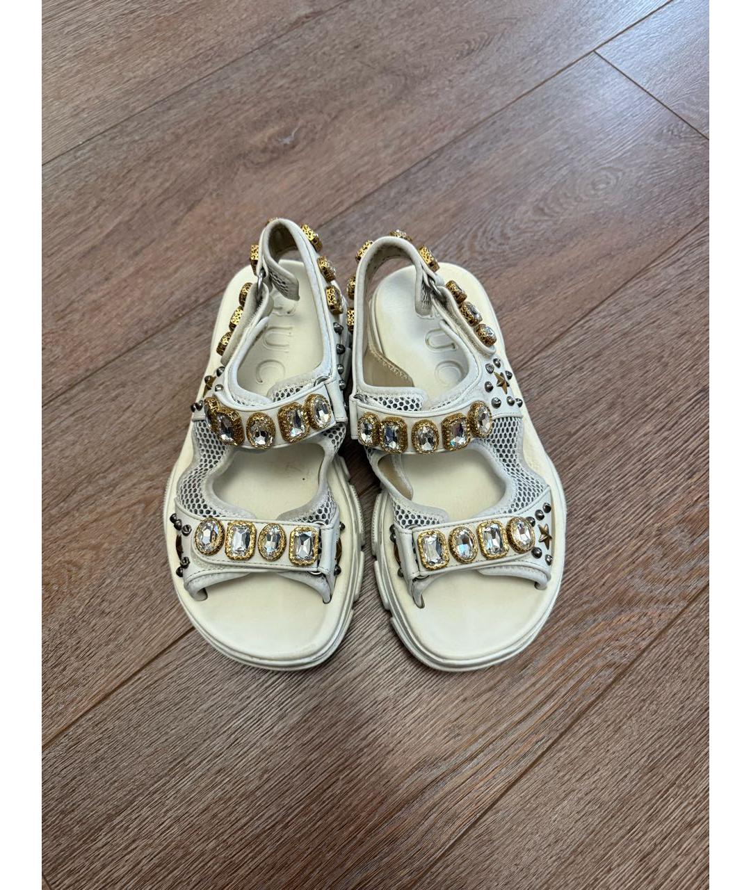 GUCCI Белые кожаные сандалии, фото 3