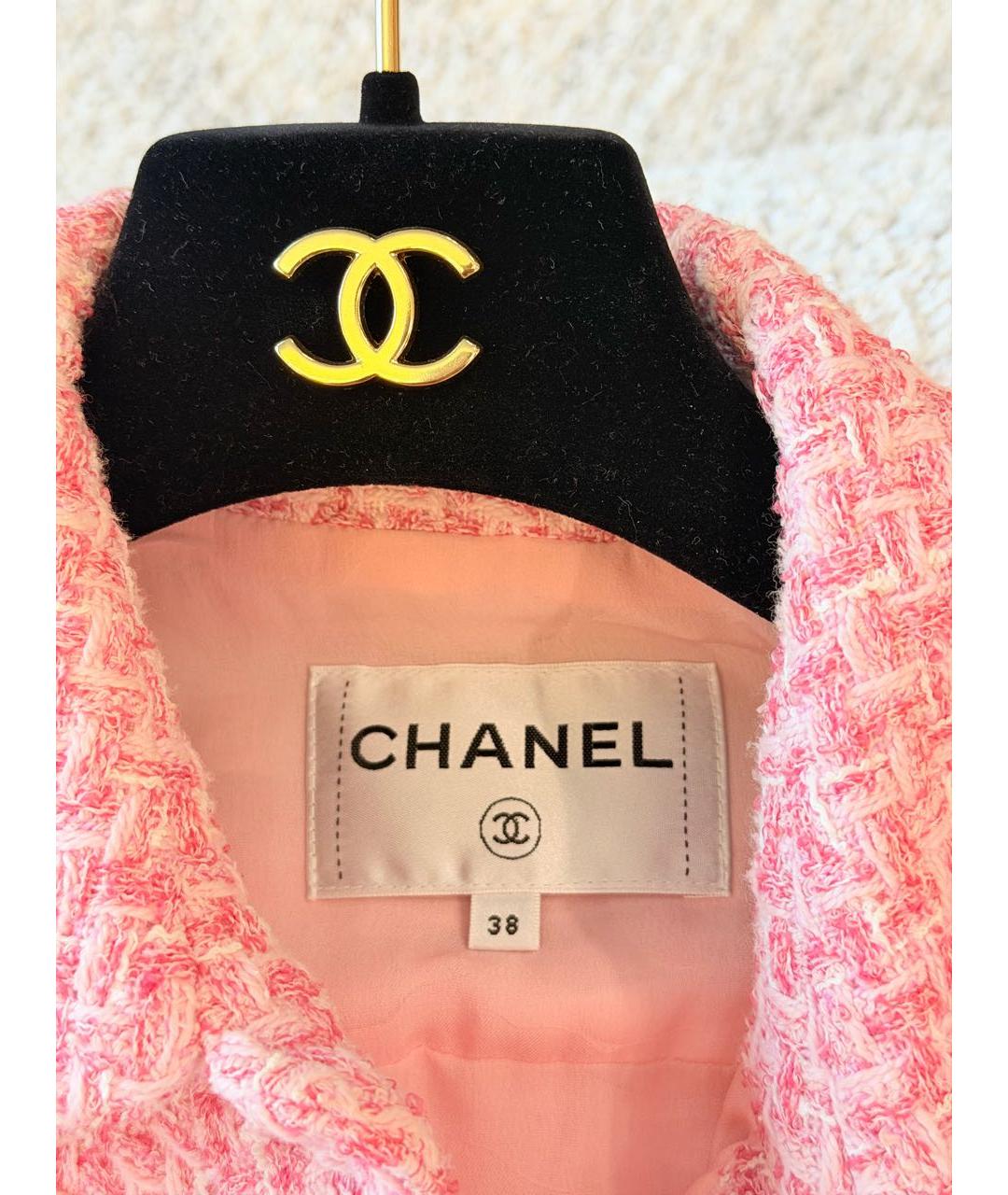 CHANEL Розовый твидовый жакет/пиджак, фото 3