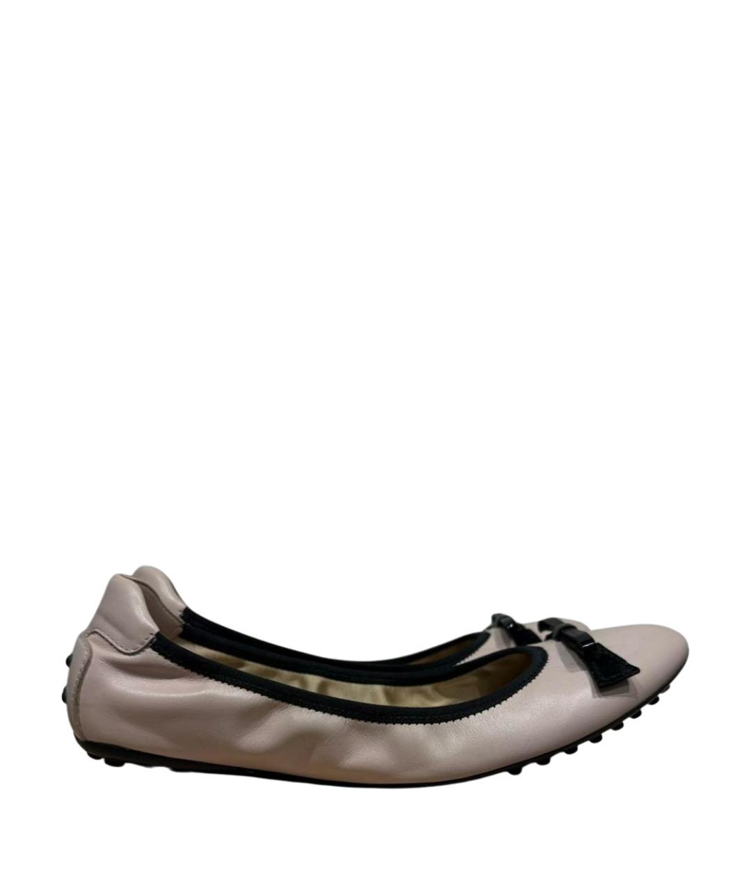 TOD'S Розовые кожаные балетки, фото 1