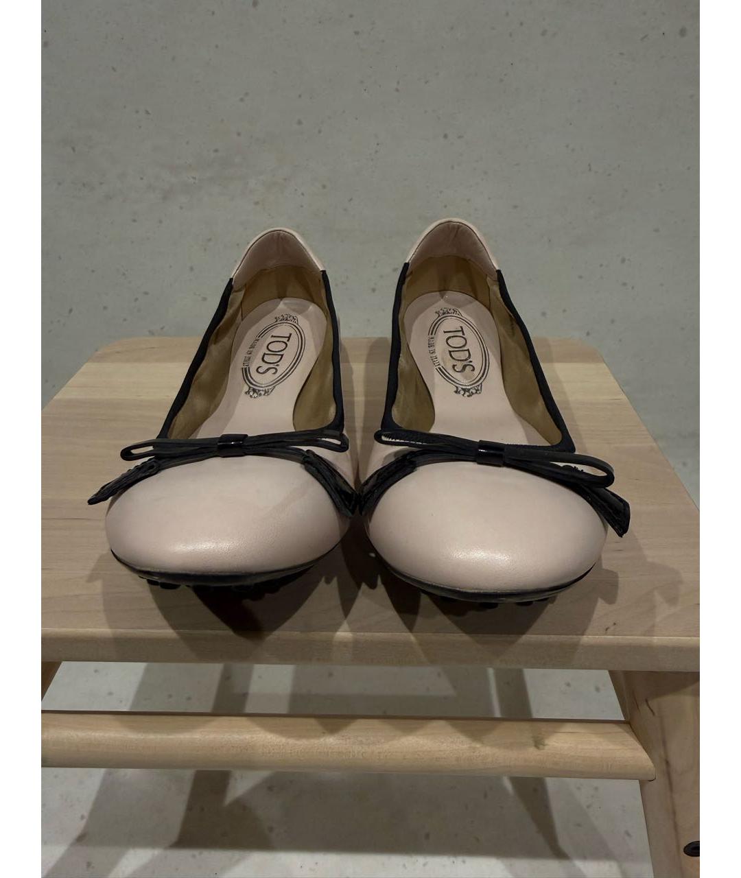 TOD'S Розовые кожаные балетки, фото 2