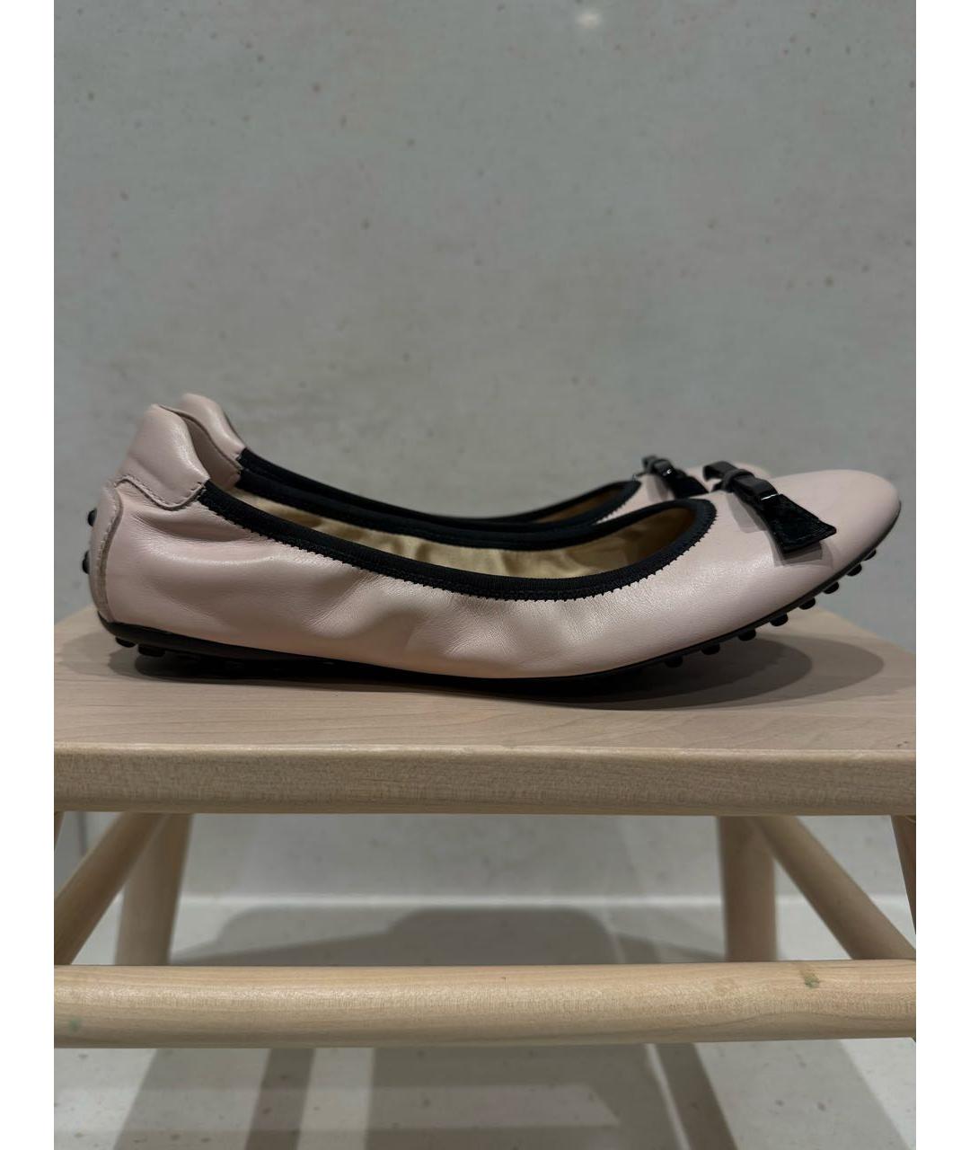 TOD'S Розовые кожаные балетки, фото 5