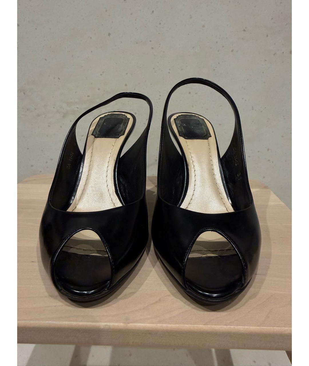 CHRISTIAN DIOR Черные кожаные босоножки, фото 2