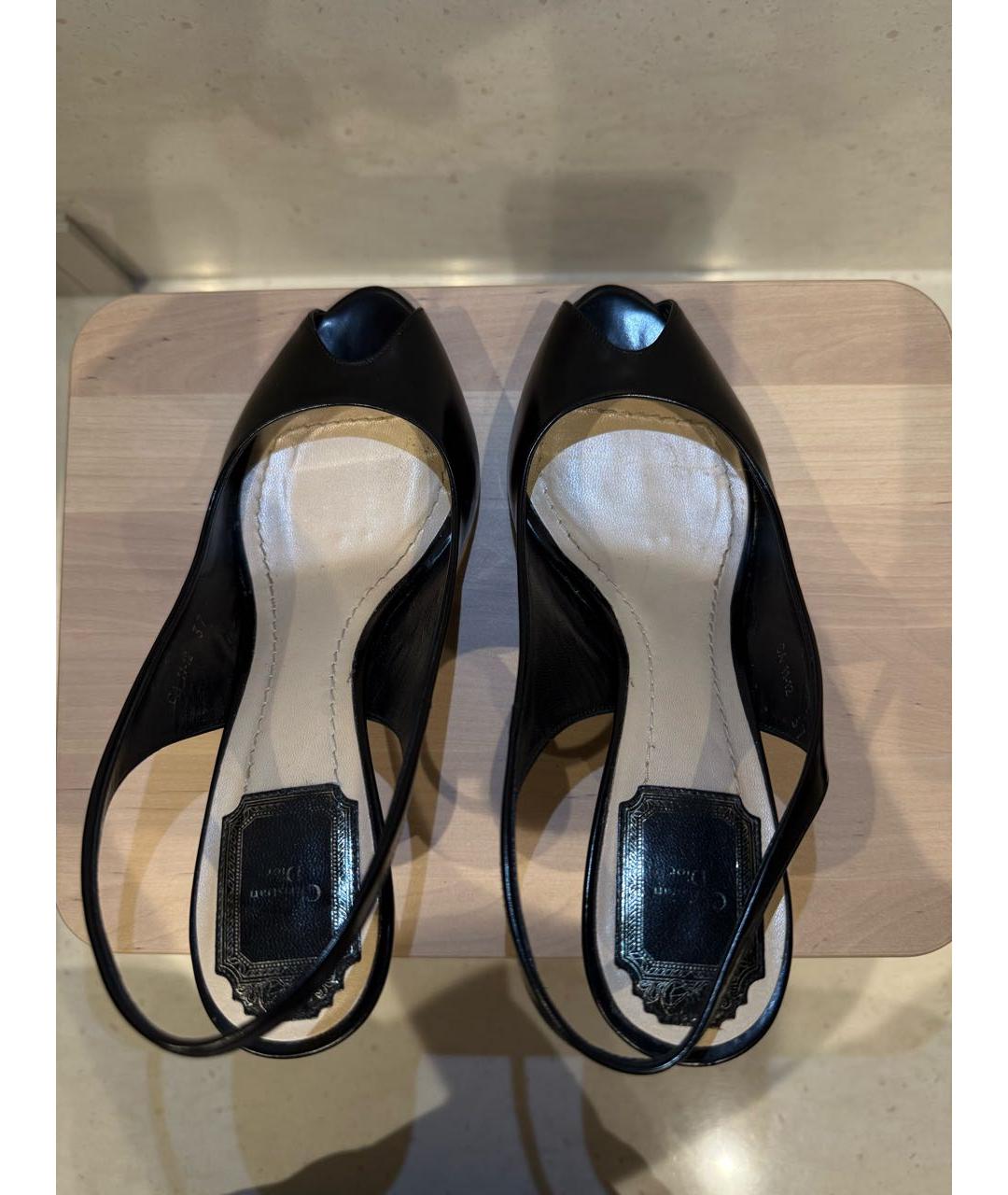 CHRISTIAN DIOR Черные кожаные босоножки, фото 3