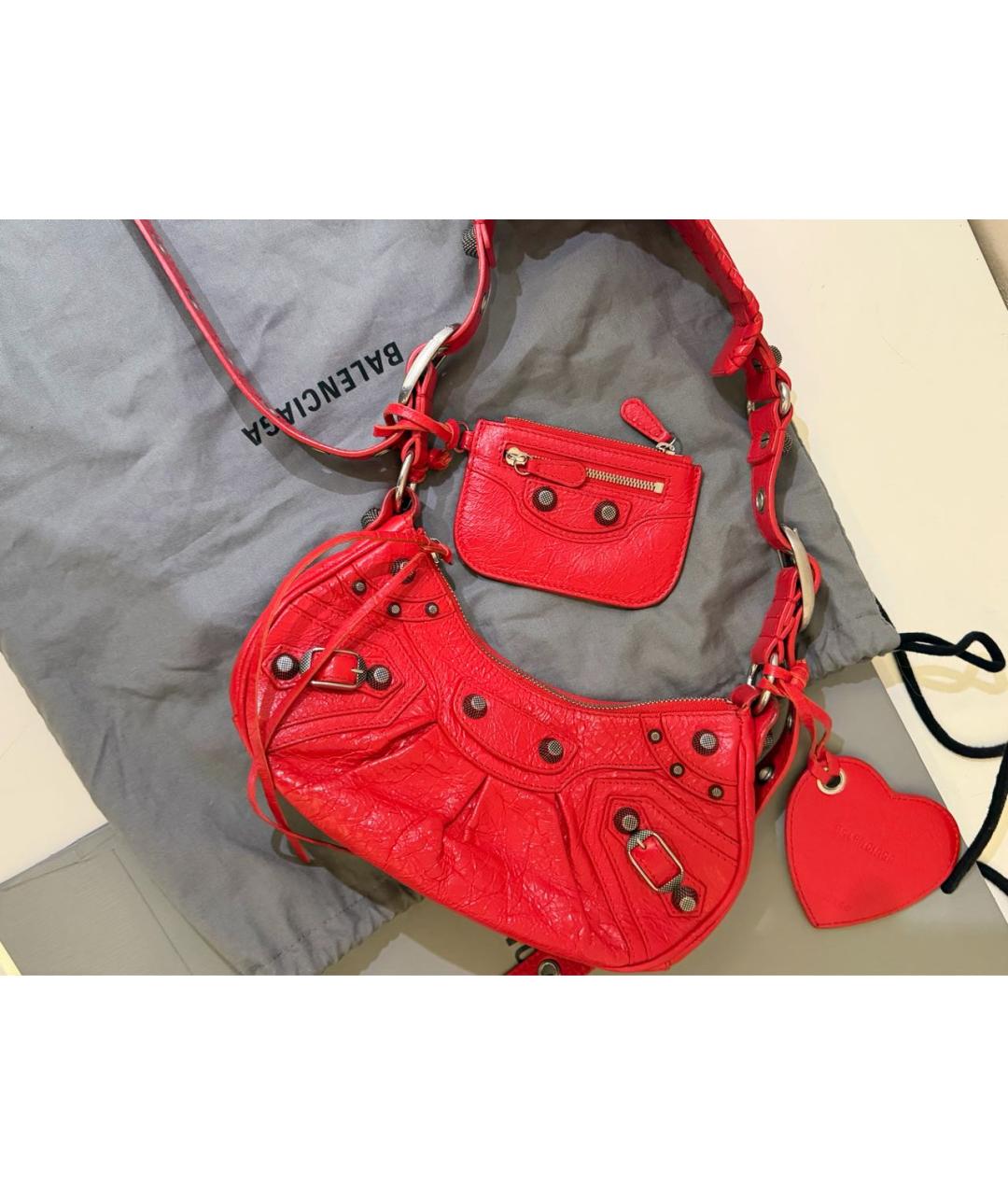 BALENCIAGA Красная кожаная сумка с короткими ручками, фото 5