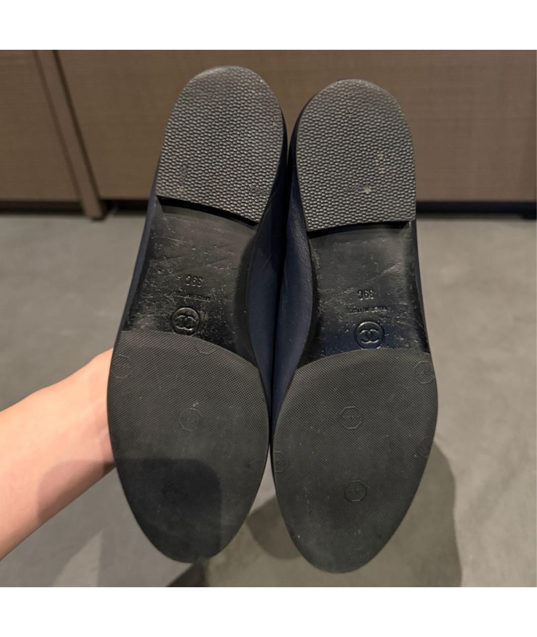 CHANEL Синие кожаные балетки, фото 6