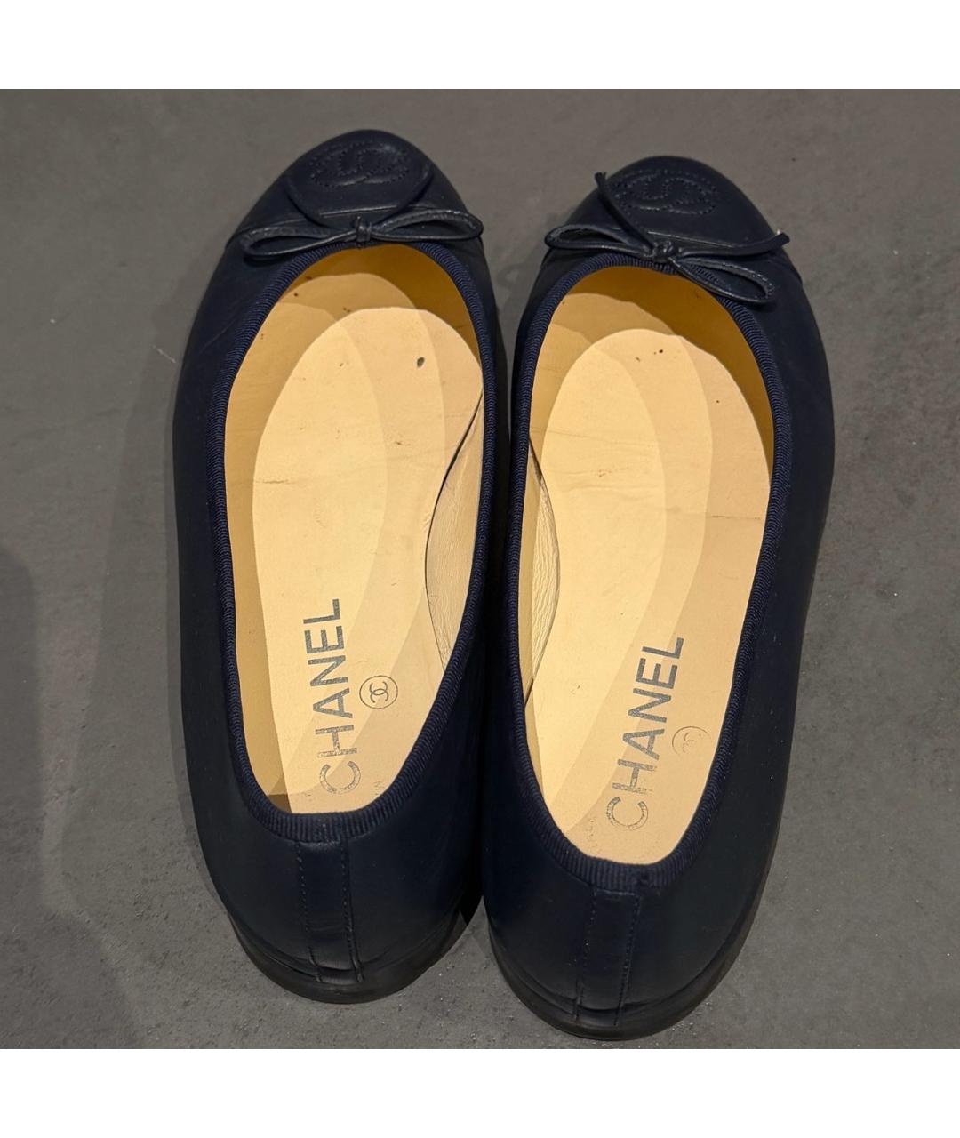 CHANEL Синие кожаные балетки, фото 3