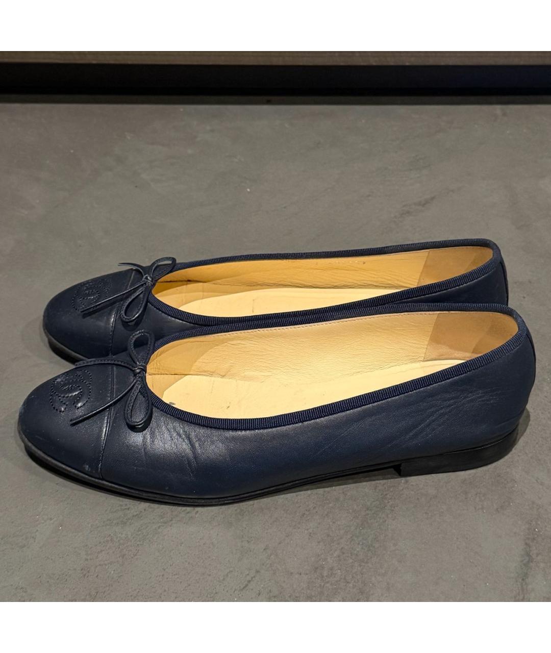 CHANEL Синие кожаные балетки, фото 5