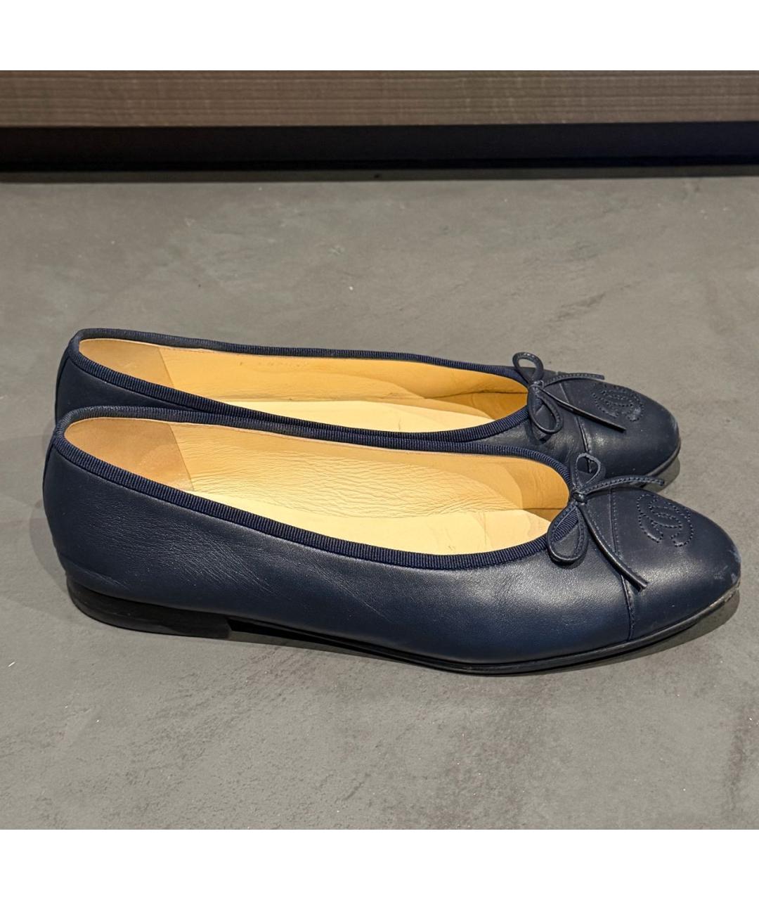 CHANEL Синие кожаные балетки, фото 7