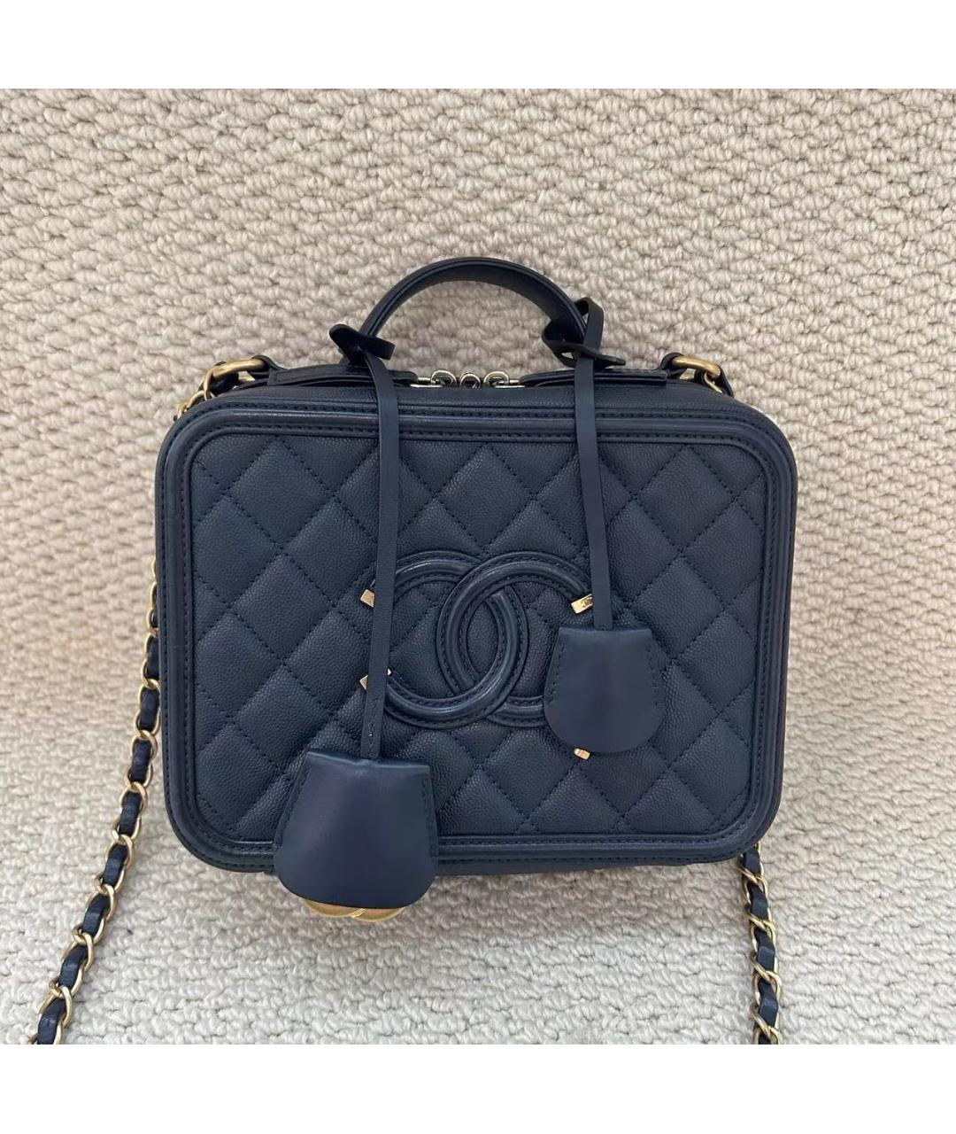 CHANEL Темно-синяя кожаная сумка через плечо, фото 9