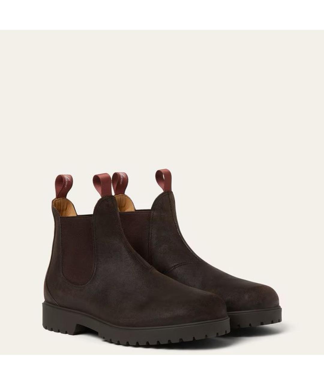 LORO PIANA Коричневые кожаные высокие ботинки, фото 2