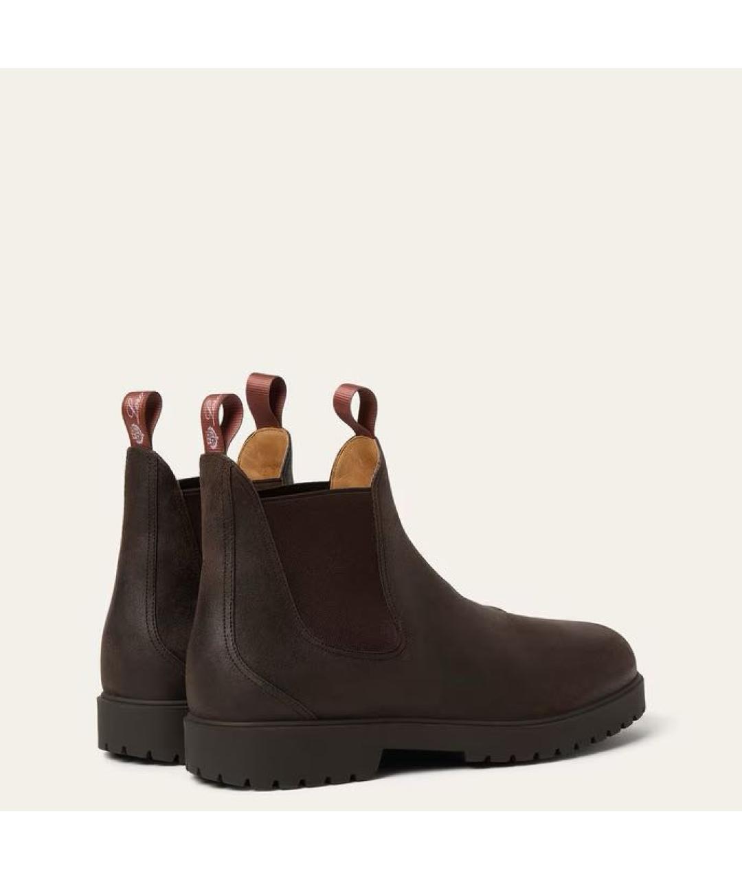 LORO PIANA Коричневые кожаные высокие ботинки, фото 3