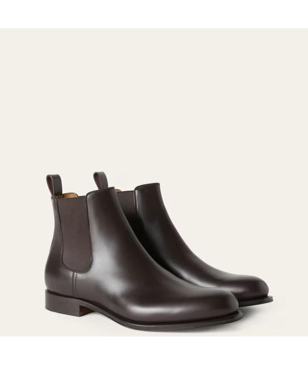 LORO PIANA Коричневые кожаные высокие ботинки, фото 2