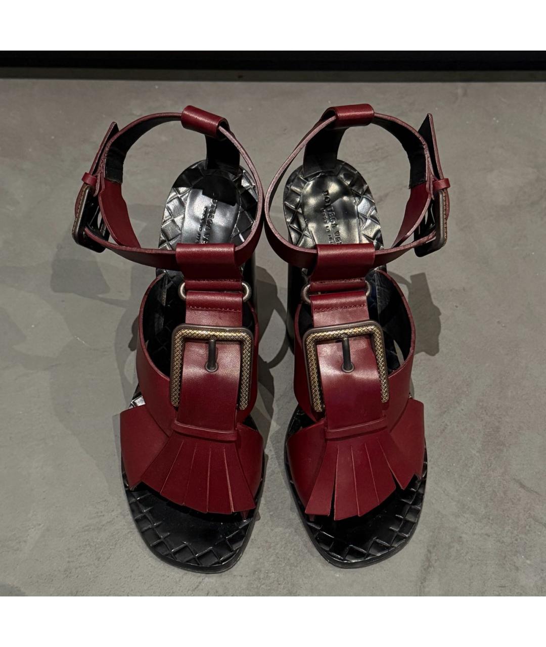 BOTTEGA VENETA Бордовые кожаные туфли, фото 5