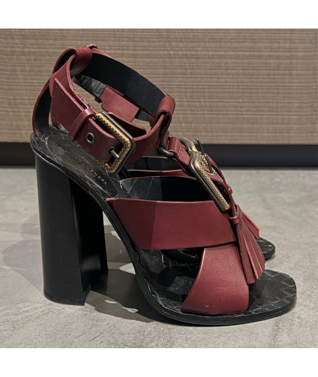 BOTTEGA VENETA Бордовые кожаные туфли, фото 6