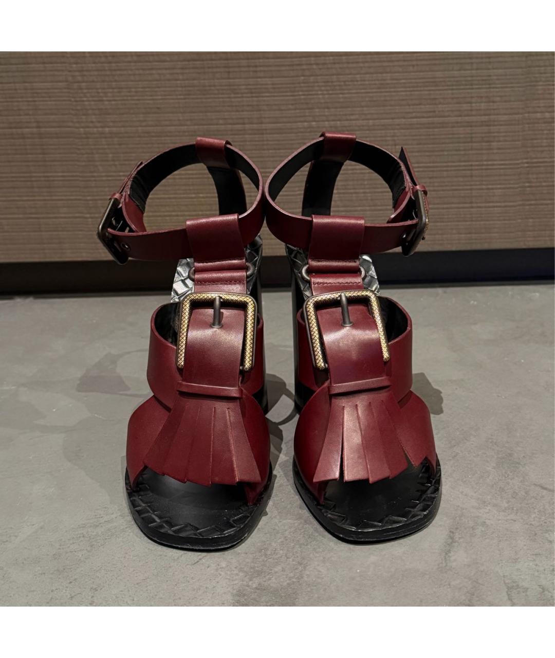 BOTTEGA VENETA Бордовые кожаные туфли, фото 2