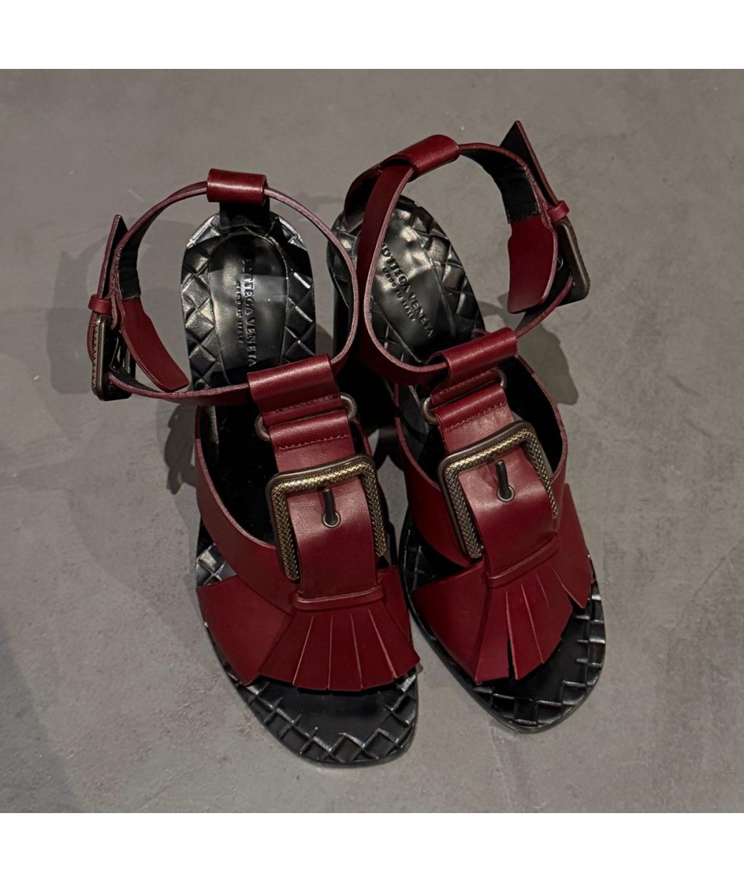 BOTTEGA VENETA Бордовые кожаные туфли, фото 3