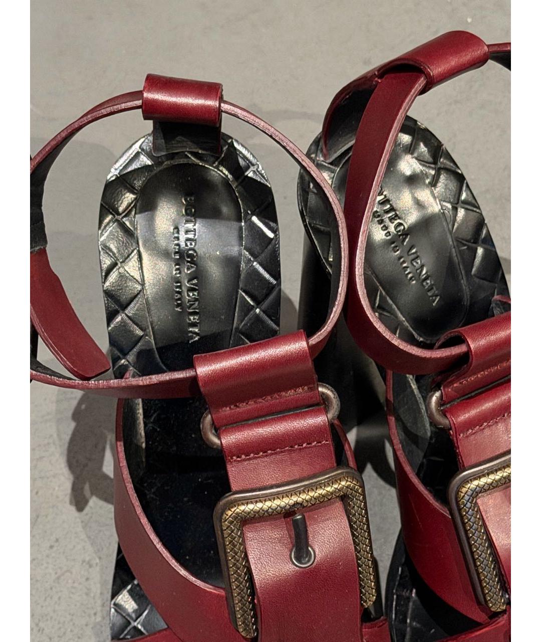 BOTTEGA VENETA Бордовые кожаные туфли, фото 7