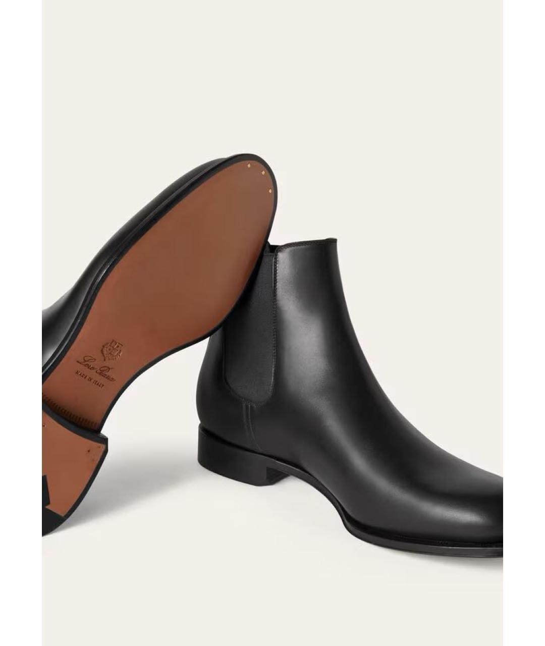 LORO PIANA Черные кожаные высокие ботинки, фото 4
