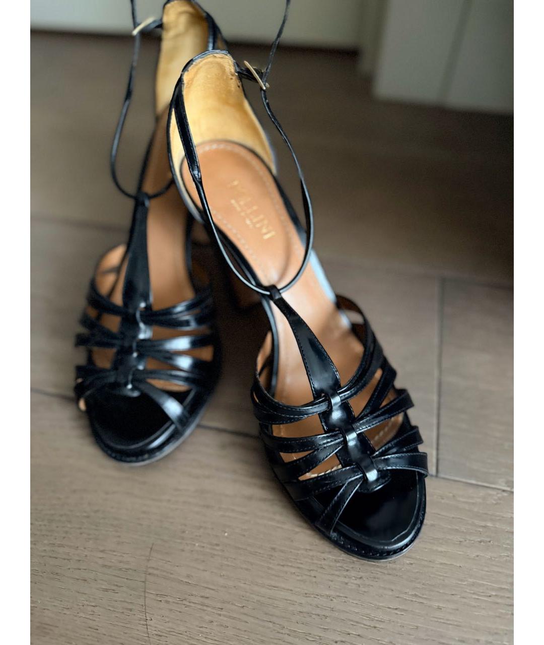 POLLINI Черные кожаные босоножки, фото 5