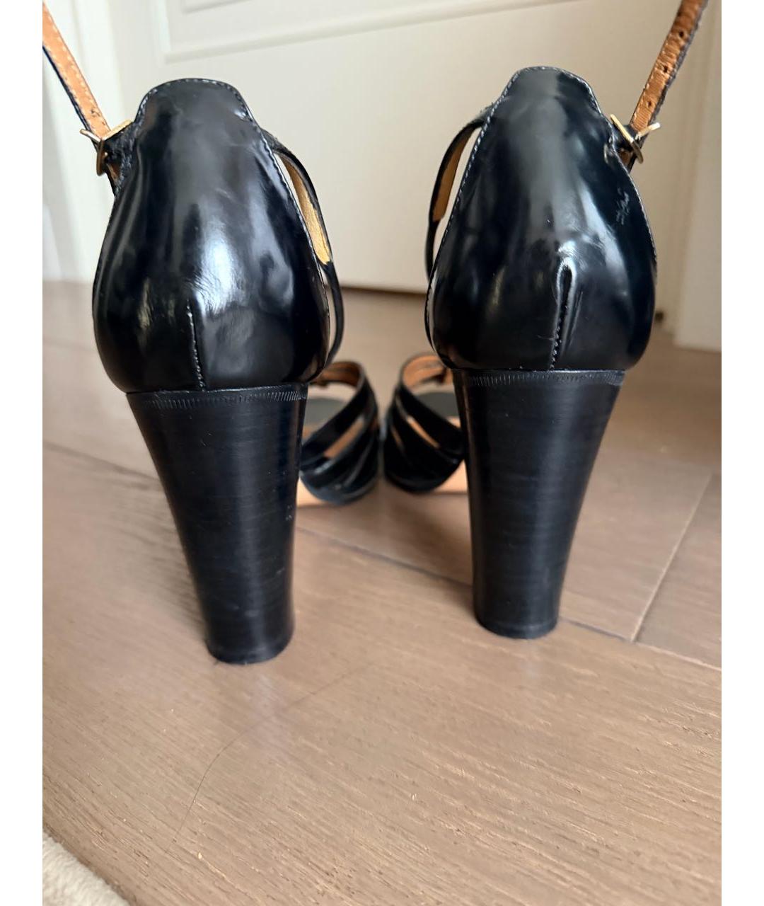 POLLINI Черные кожаные босоножки, фото 4
