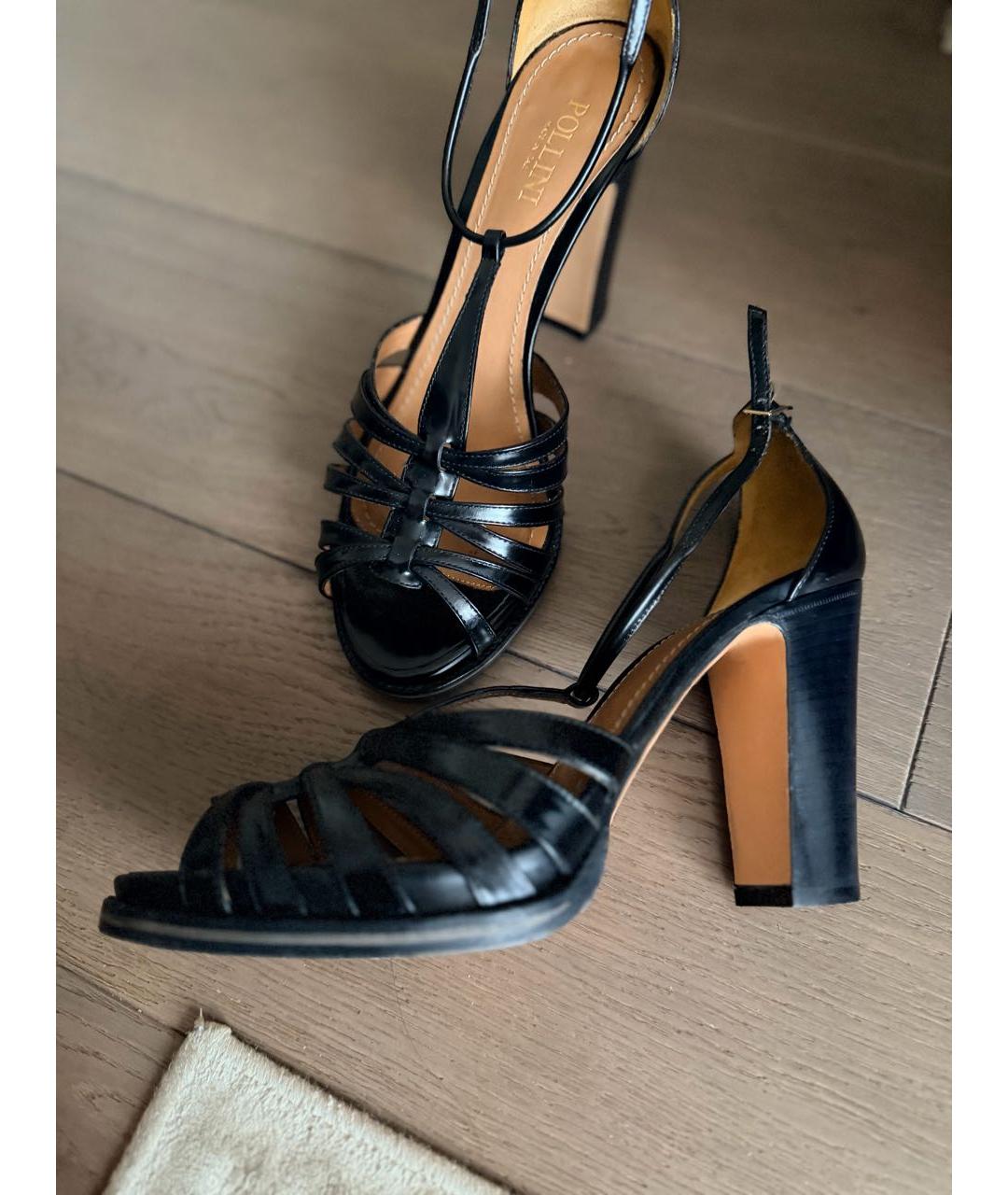 POLLINI Черные кожаные босоножки, фото 9