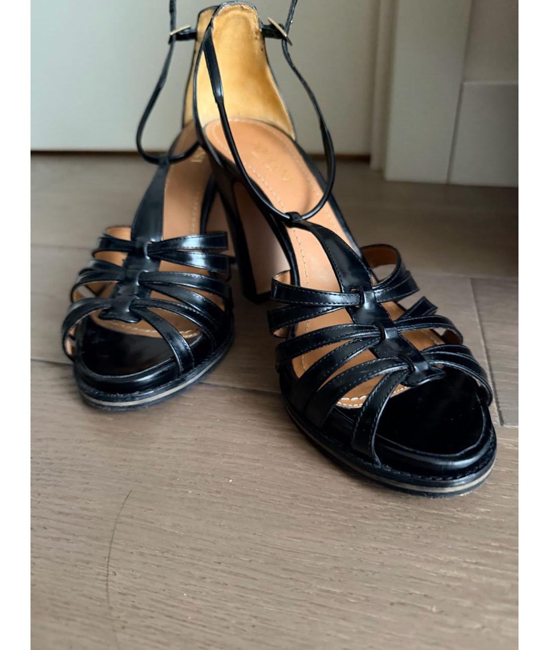 POLLINI Черные кожаные босоножки, фото 8