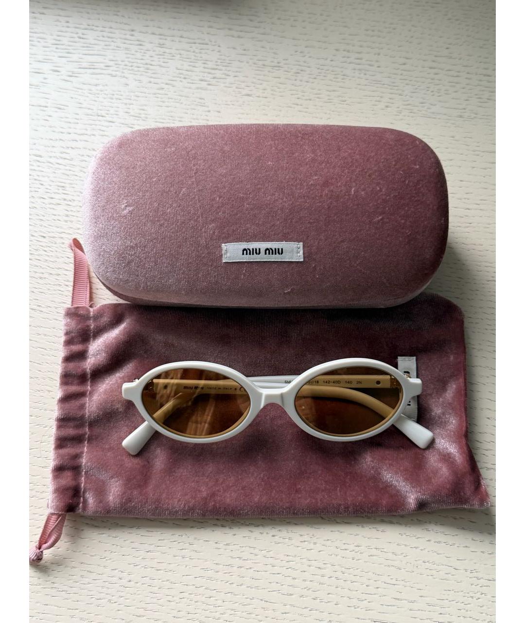 MIU MIU Белые пластиковые солнцезащитные очки, фото 9