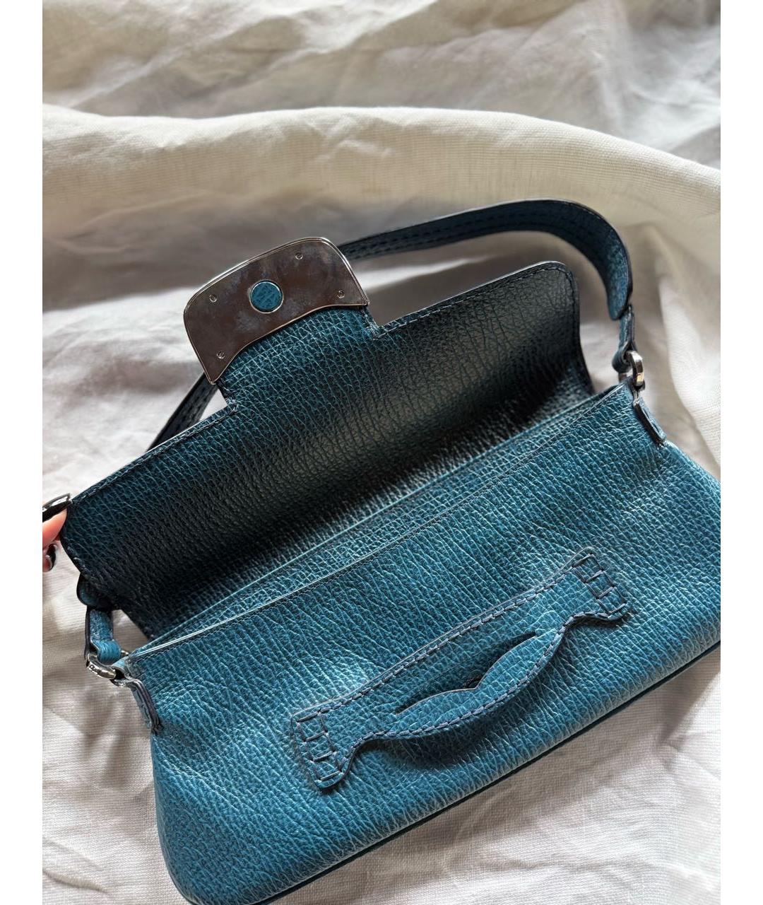 TOD'S Бирюзовая кожаная сумка тоут, фото 4