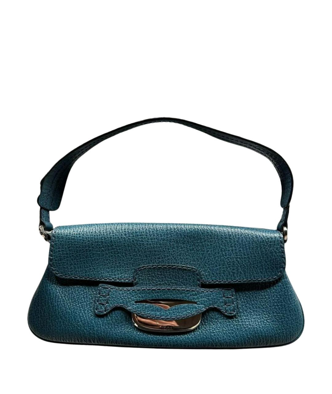 TOD'S Бирюзовая кожаная сумка тоут, фото 1