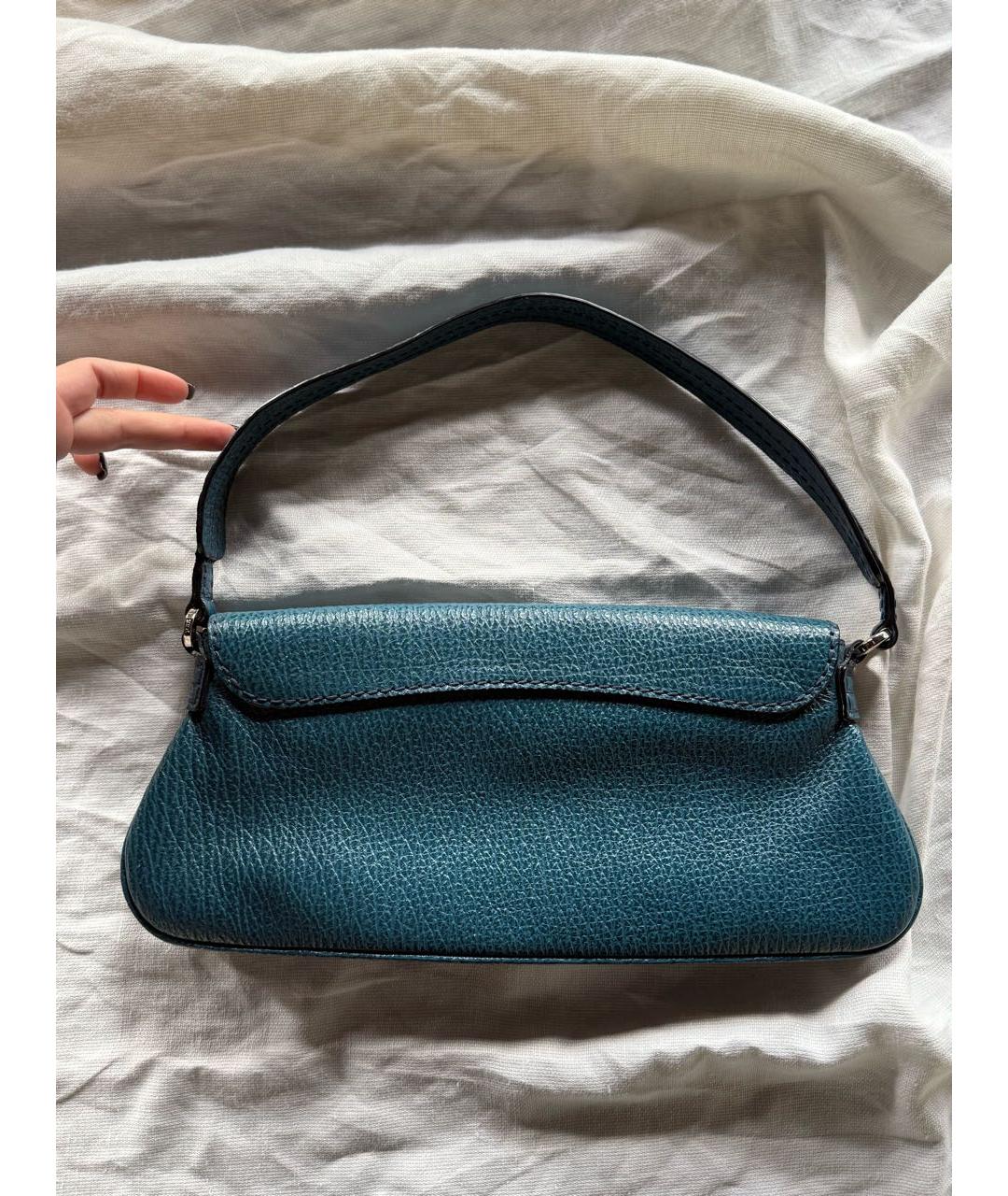 TOD'S Бирюзовая кожаная сумка тоут, фото 3