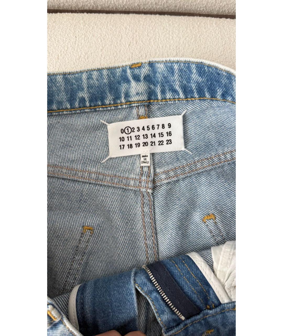 MAISON MARGIELA Голубые хлопковые прямые джинсы, фото 3